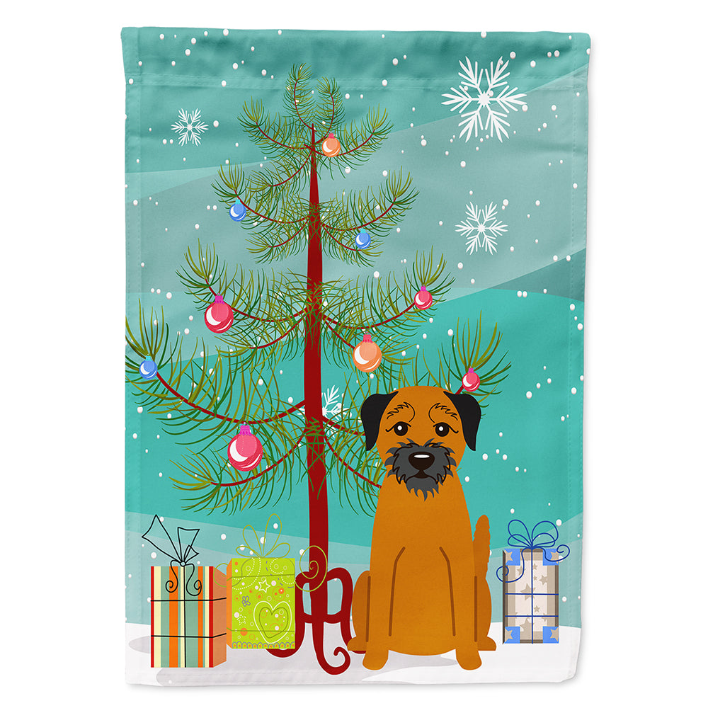 Merry Christmas Tree Border Terrier Flag Canvas House Size BB4164CHF  the-store.com.