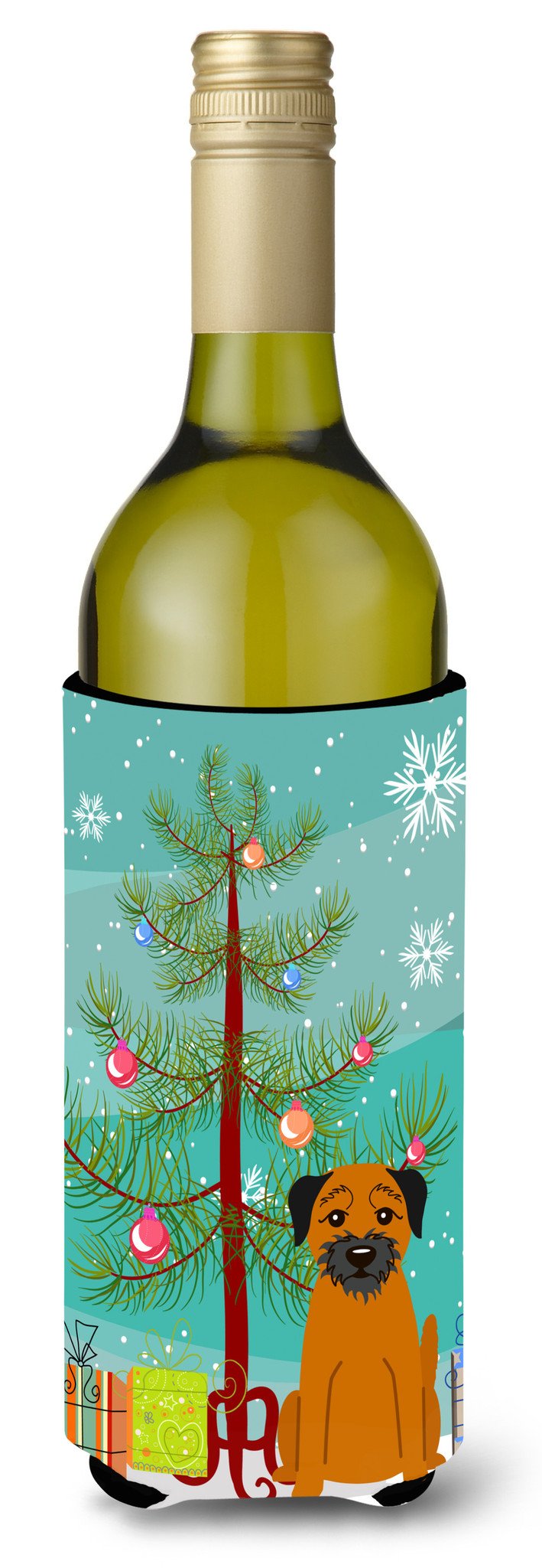 Merry Christmas Tree Border Terrier Wine Bottle Beverge Insulator Hugger BB4164LITERK by Caroline&#39;s Treasures
