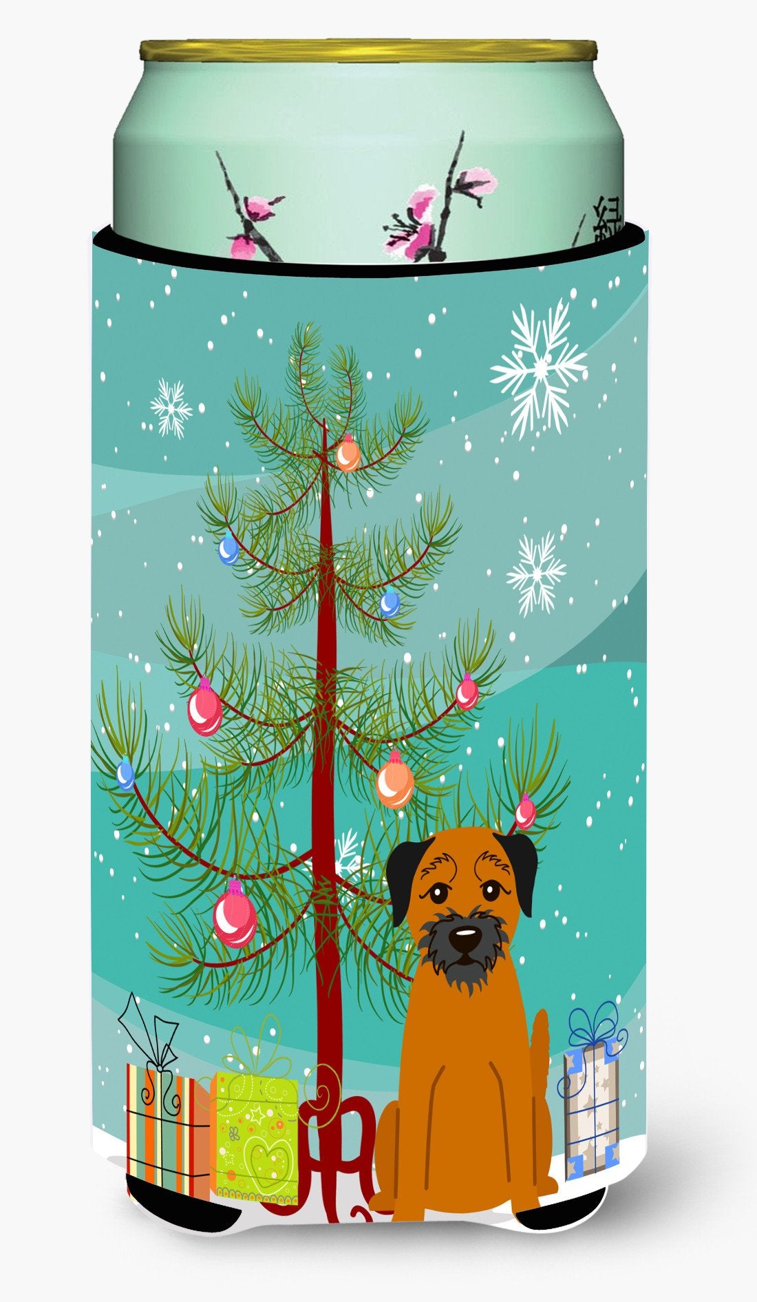 Merry Christmas Tree Border Terrier Tall Boy Beverage Insulator Hugger BB4164TBC by Caroline's Treasures