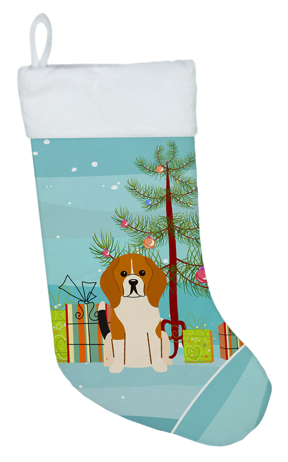 Merry Christmas Tree Beagle Tricolor Christmas Stocking BB4165CS  the-store.com.