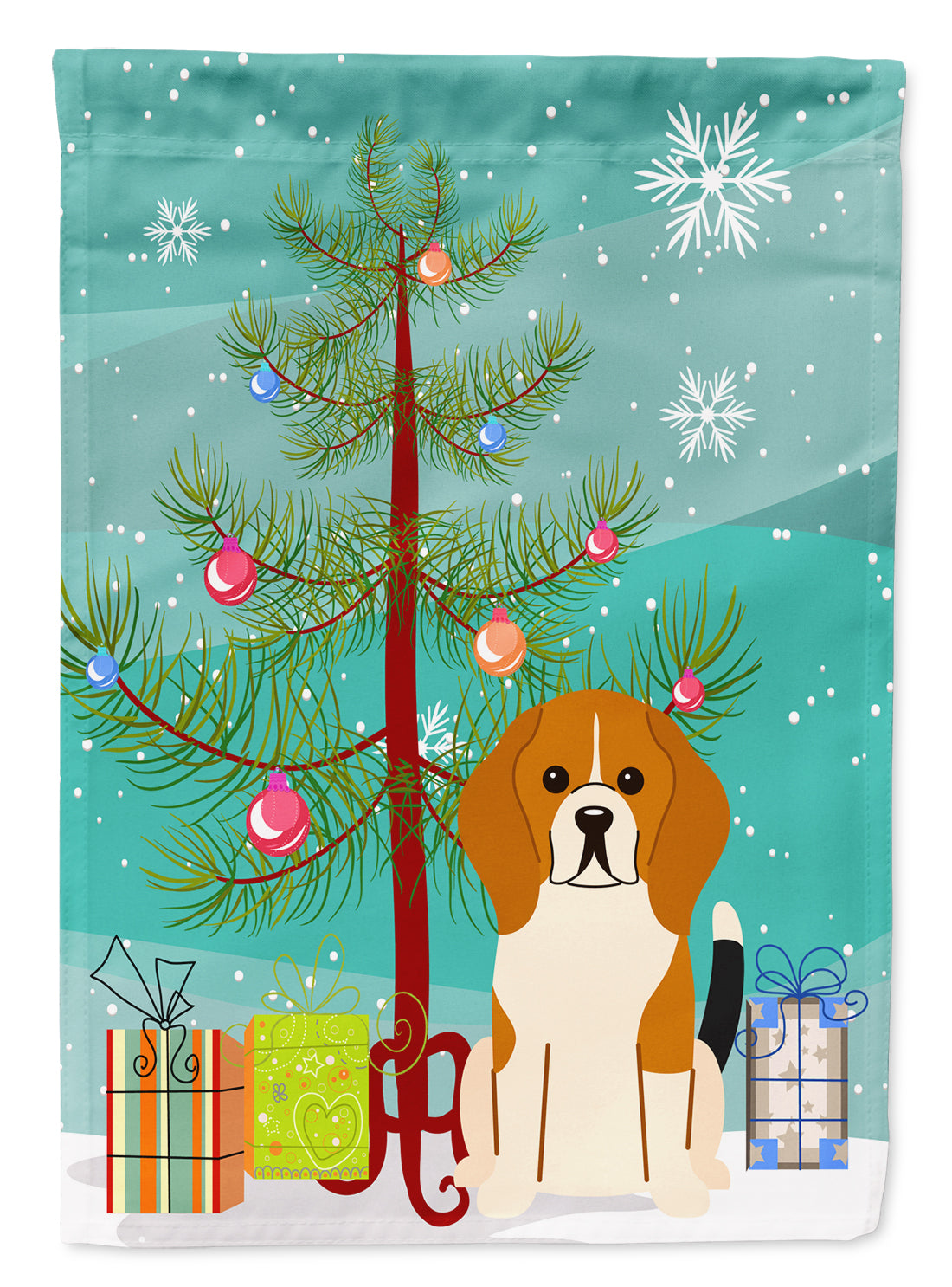 Merry Christmas Tree Beagle Tricolor Flag Garden Size BB4165GF