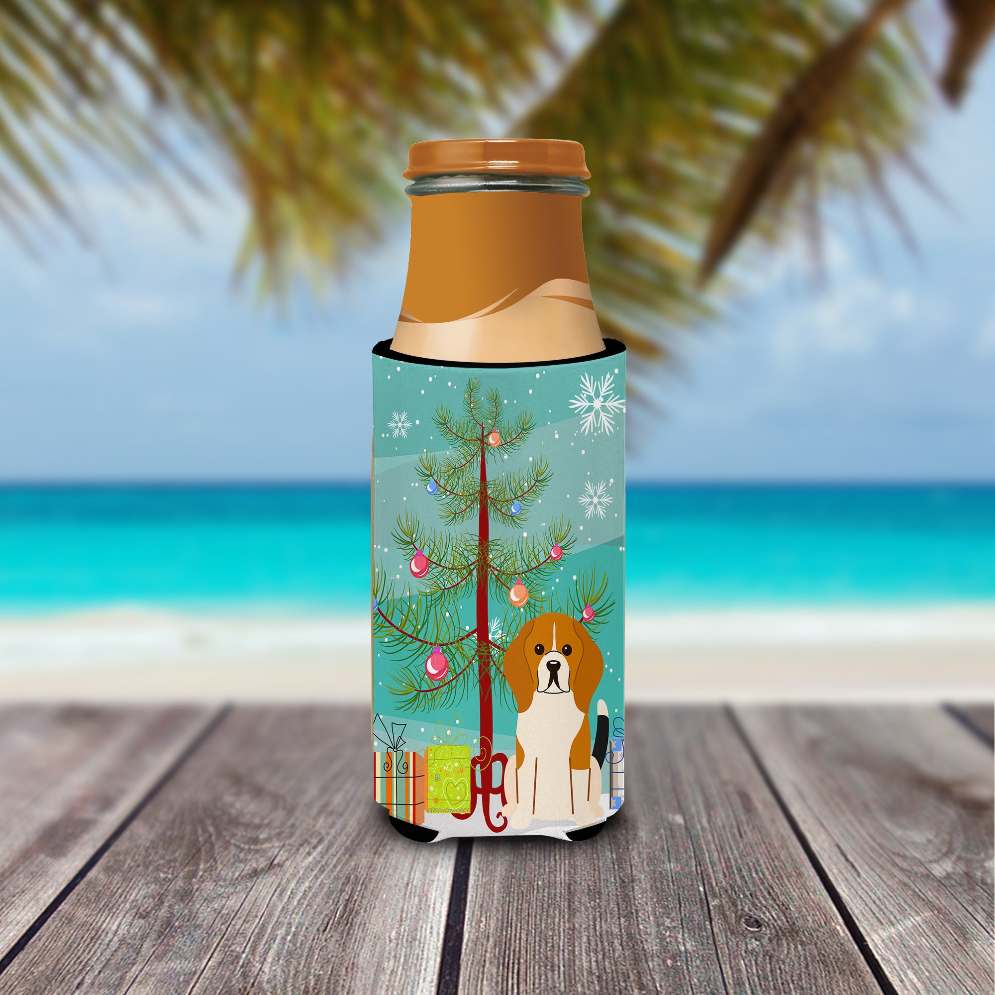 Merry Christmas Tree Beagle Tricolor  Ultra Hugger for slim cans BB4165MUK  the-store.com.