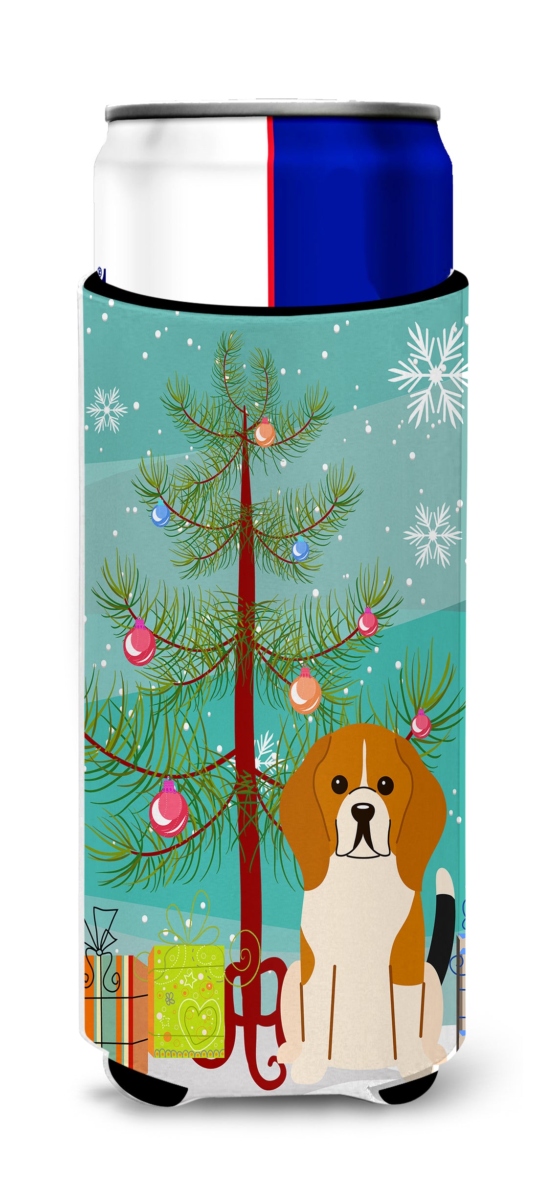 Merry Christmas Tree Beagle Tricolor  Ultra Hugger for slim cans BB4165MUK
