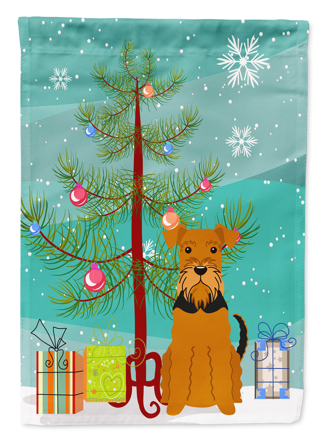 Merry Christmas Tree Airedale Flag Canvas House Size BB4166CHF