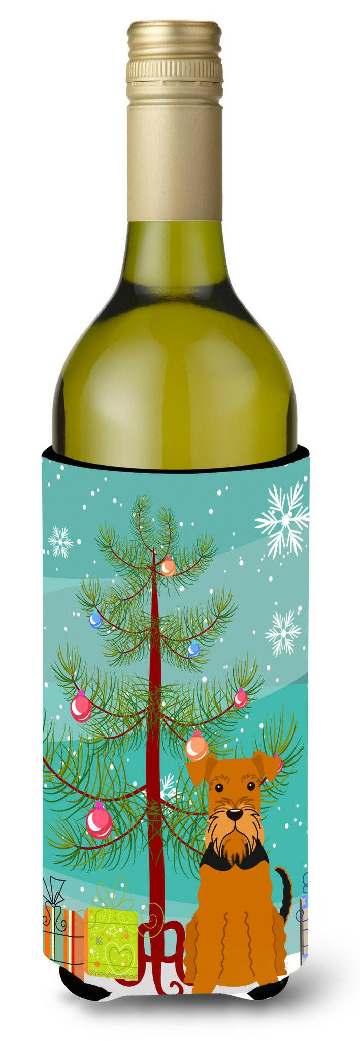 Merry Christmas Tree Airedale Wine Bottle Beverge Insulator Hugger BB4166LITERK by Caroline's Treasures