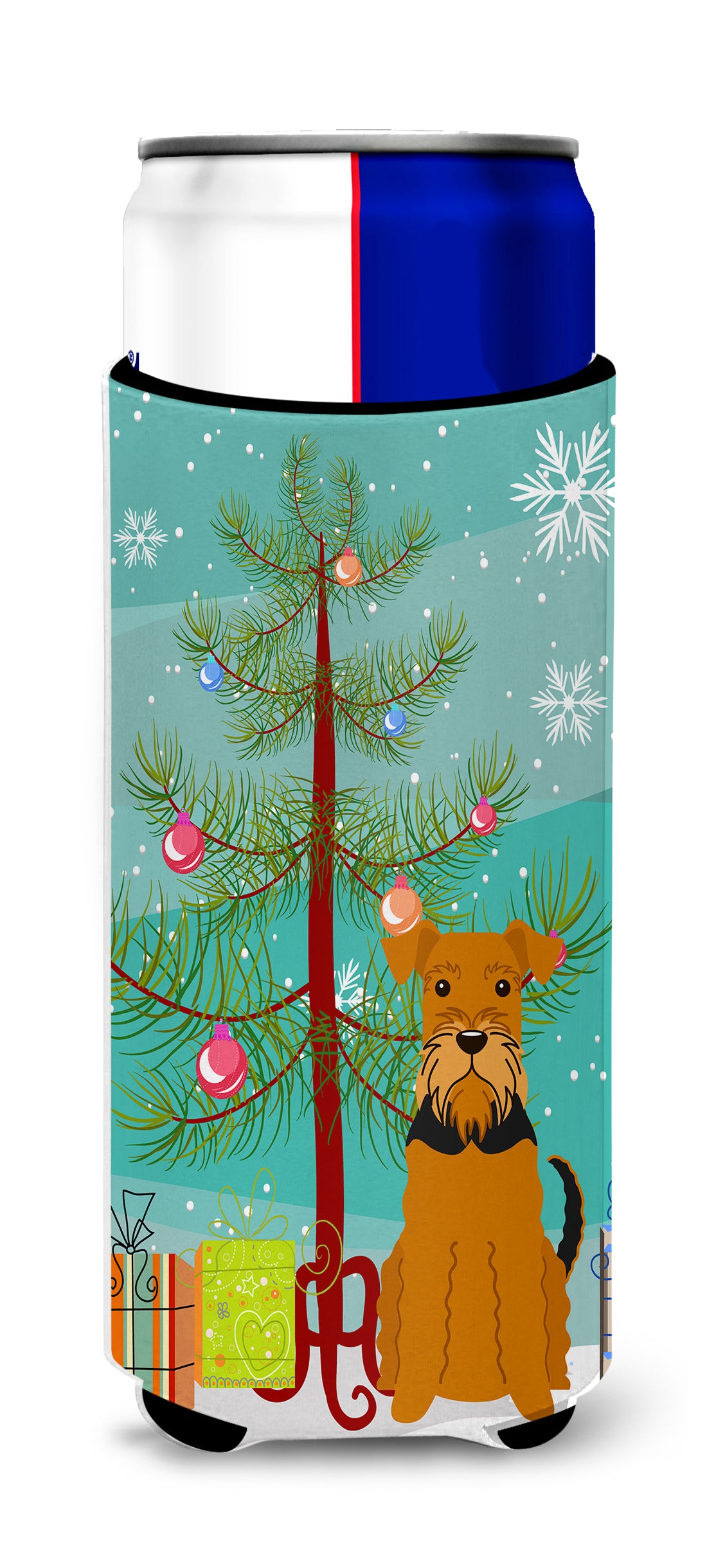 Merry Christmas Tree Airedale  Ultra Hugger for slim cans BB4166MUK  the-store.com.