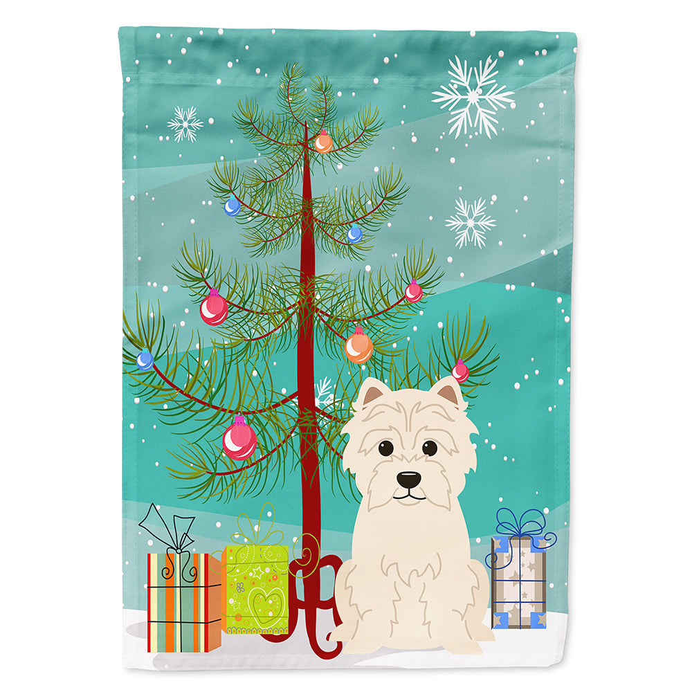 Merry Christmas Tree Westie Flag Canvas House Size BB4167CHF