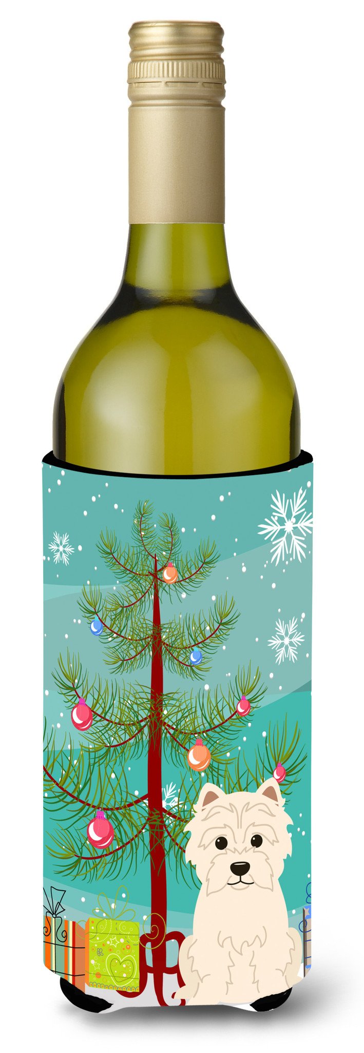 Merry Christmas Tree Westie Wine Bottle Beverge Insulator Hugger BB4167LITERK by Caroline&#39;s Treasures