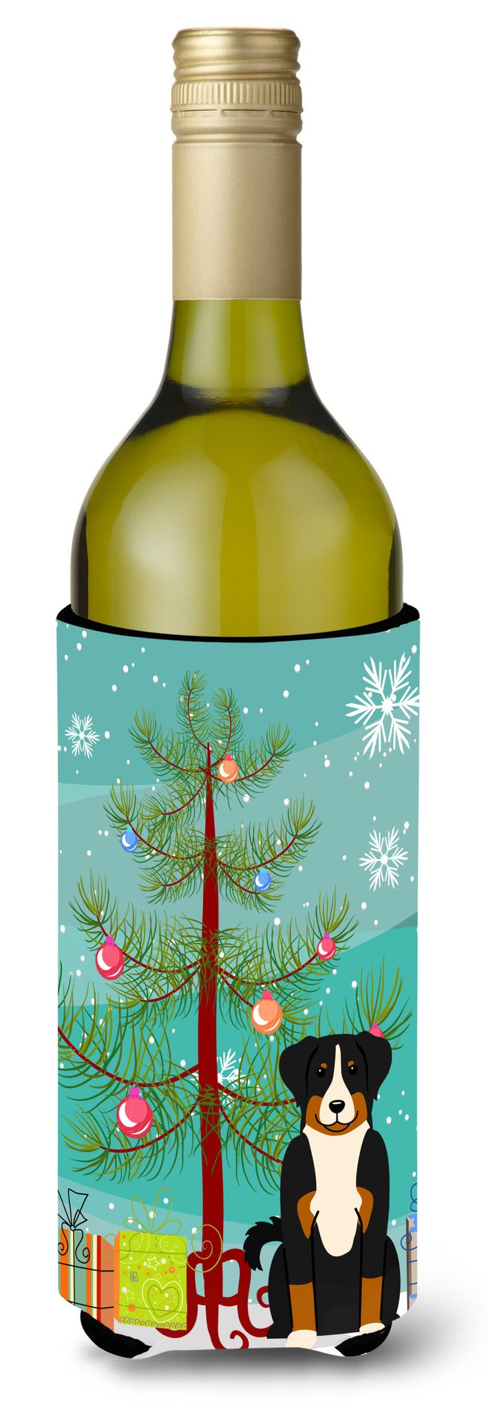 Merry Christmas Tree Appenzeller Sennenhund Wine Bottle Beverge Insulator Hugger BB4168LITERK by Caroline's Treasures