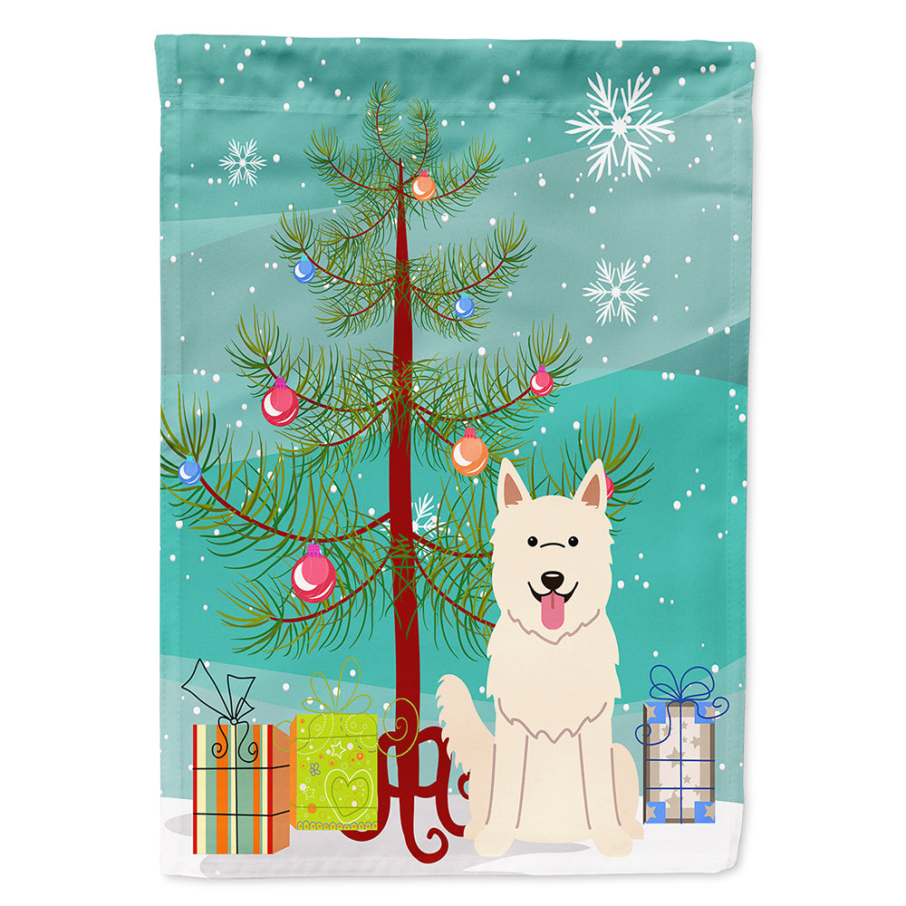 Merry Christmas Tree White German Shepherd Flag Canvas House Size BB4170CHF