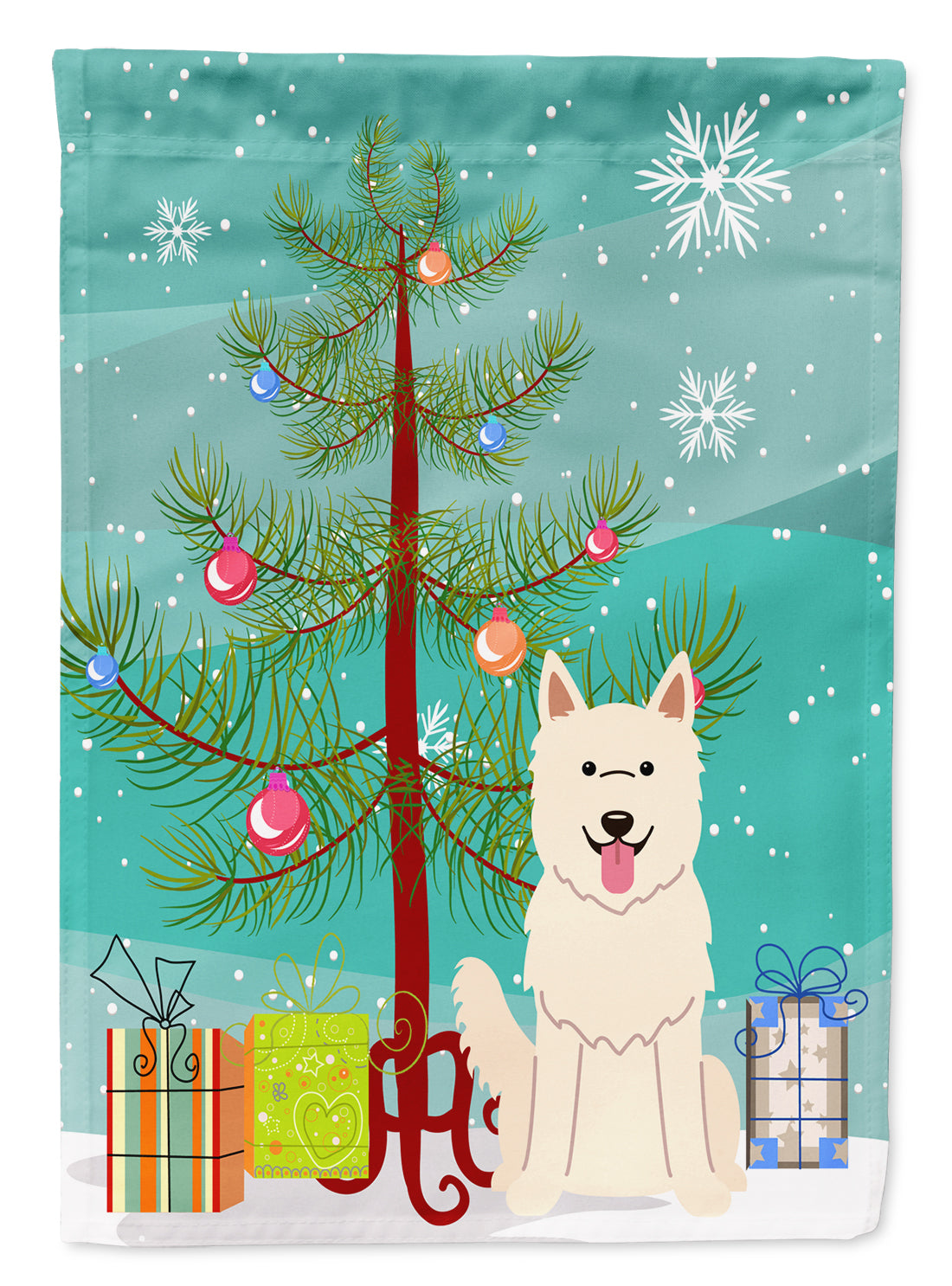 Merry Christmas Tree White German Shepherd Flag Garden Size BB4170GF