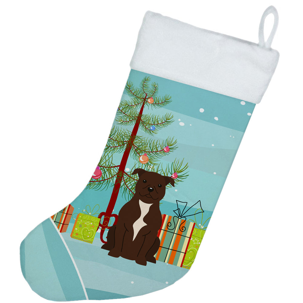 Joyeux Noël Sapin Staffordshire Bull Terrier Chocolat Bas de Noël BB4173CS