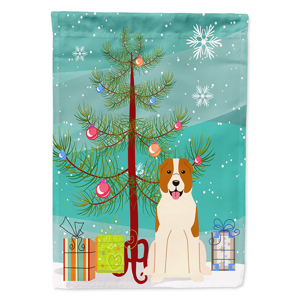 Merry Christmas Tree Central Asian Shepherd Dog Flag Canvas House Size BB4174CHF  the-store.com.