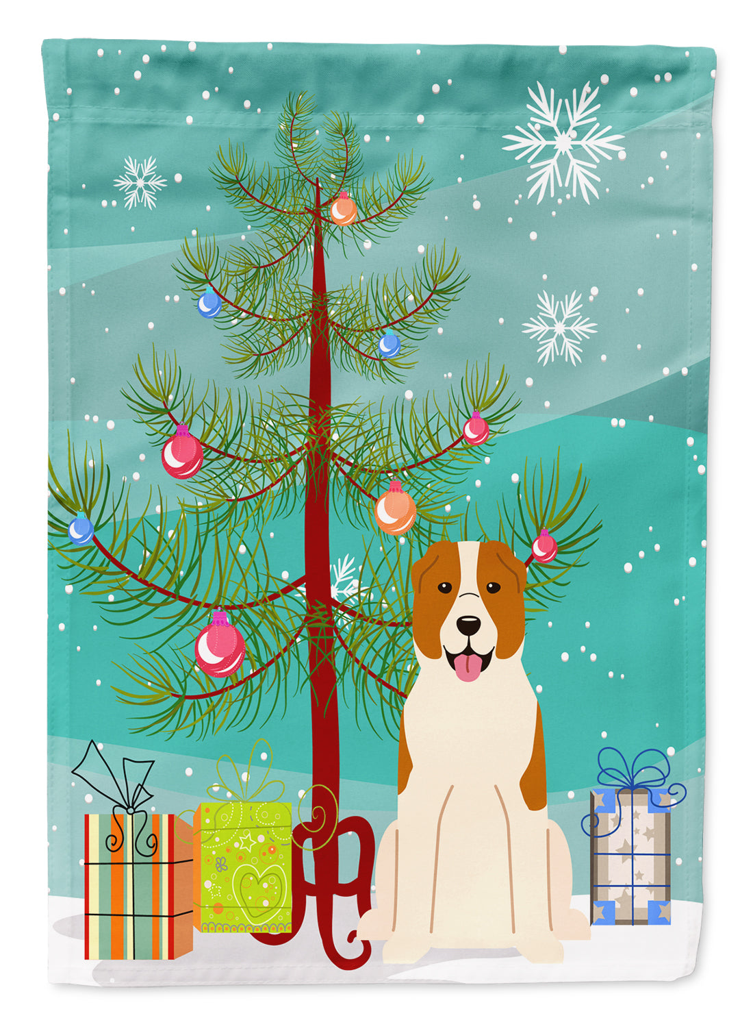 Merry Christmas Tree Central Asian Shepherd Dog Flag Garden Size BB4174GF  the-store.com.
