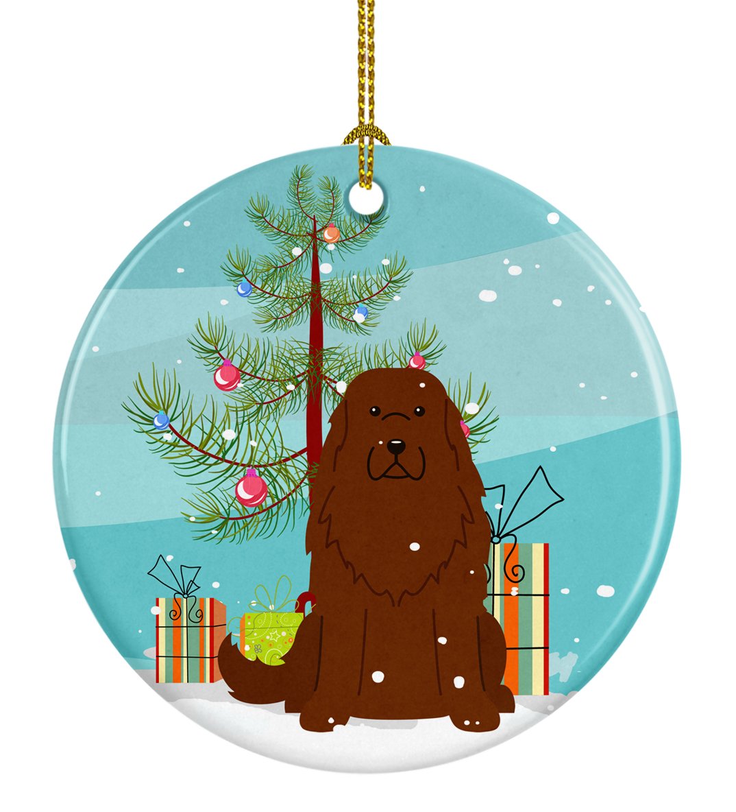 Merry Christmas Tree Caucasian Shepherd Dog Ceramic Ornament BB4175CO1 by Caroline&#39;s Treasures