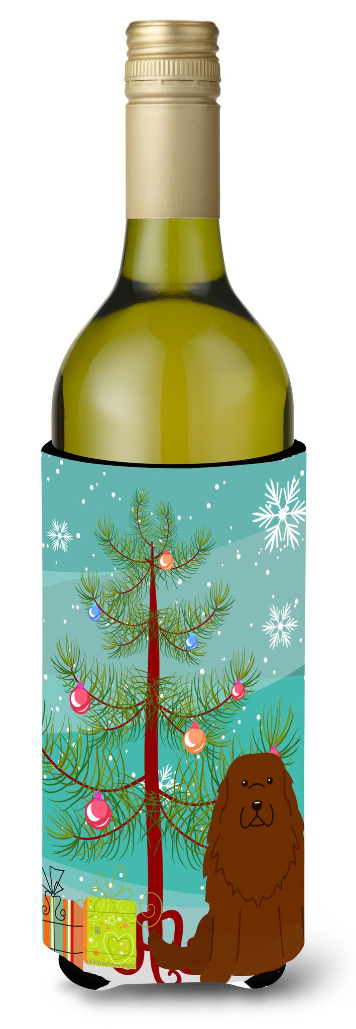 Merry Christmas Tree Caucasian Shepherd Dog Wine Bottle Beverge Insulator Hugger BB4175LITERK by Caroline&#39;s Treasures