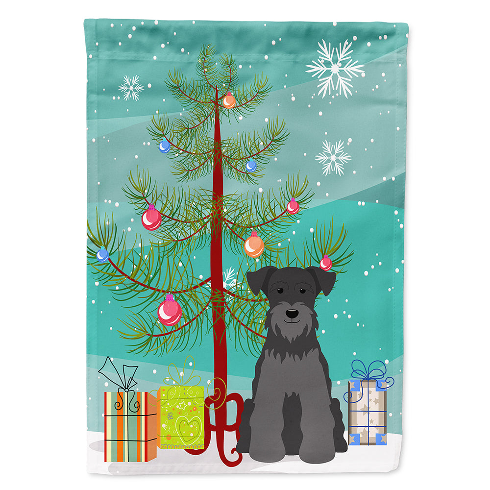 Merry Christmas Tree Miniature Schanuzer Black Flag Canvas House Size BB4176CHF