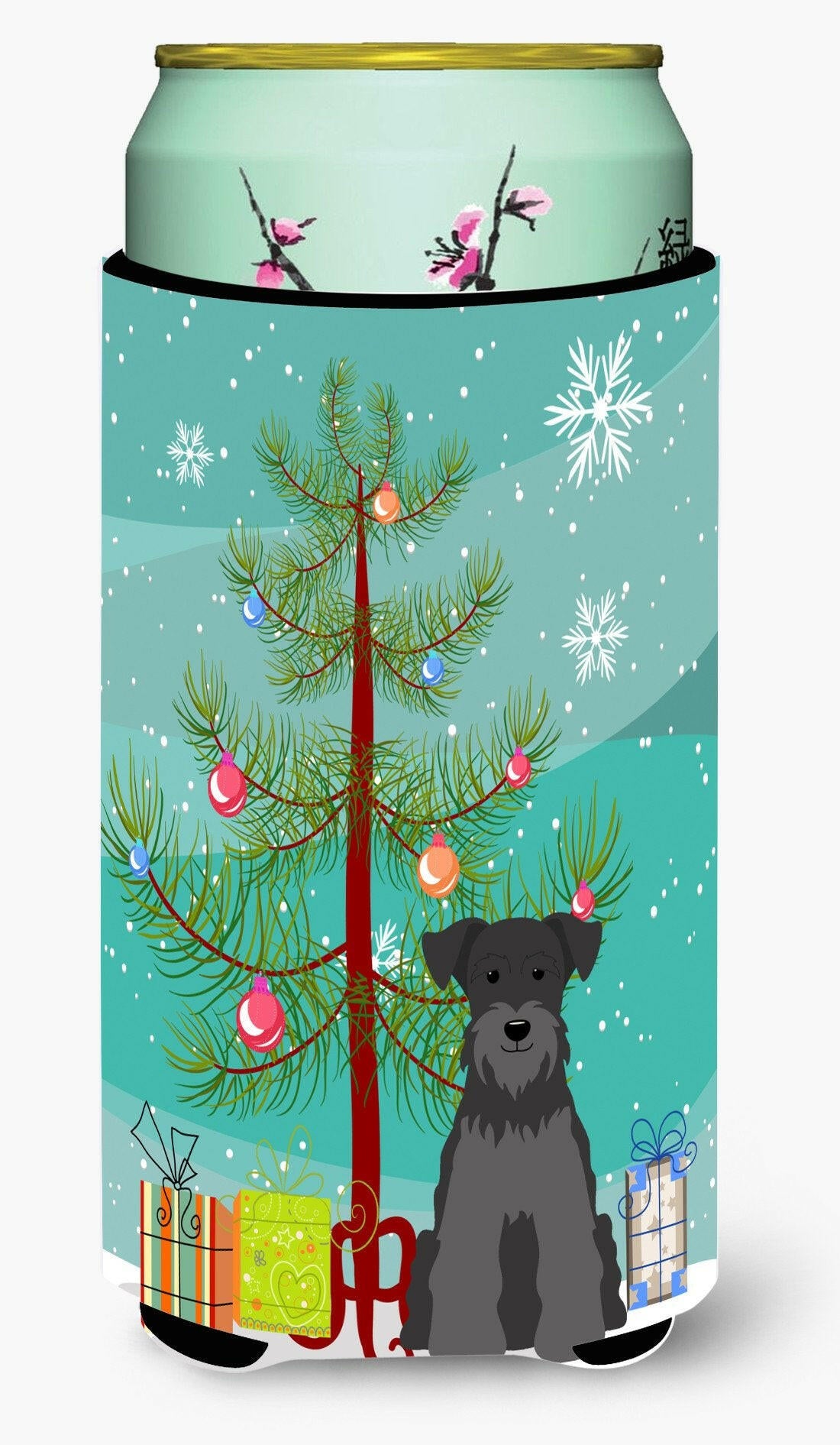 Merry Christmas Tree Miniature Schanuzer Black Tall Boy Beverage Insulator Hugger BB4176TBC by Caroline&#39;s Treasures