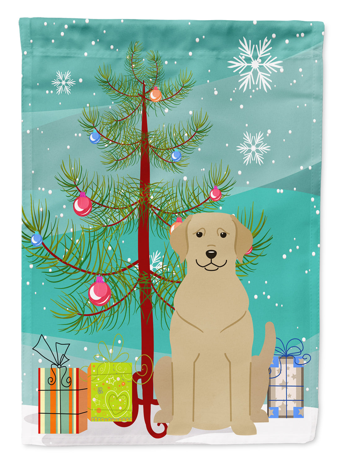 Merry Christmas Tree Yellow Labrador Flag Canvas House Size BB4180CHF  the-store.com.