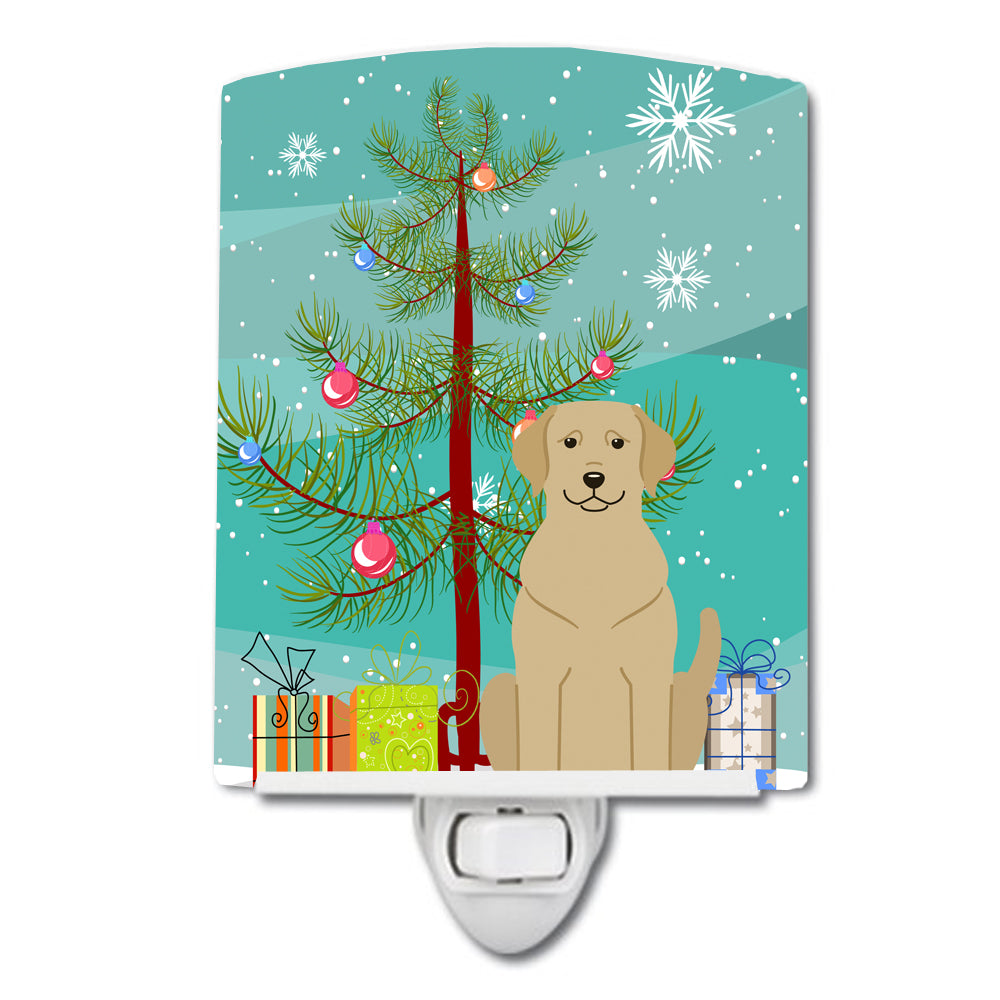Merry Christmas Tree Yellow Labrador Ceramic Night Light BB4180CNL - the-store.com