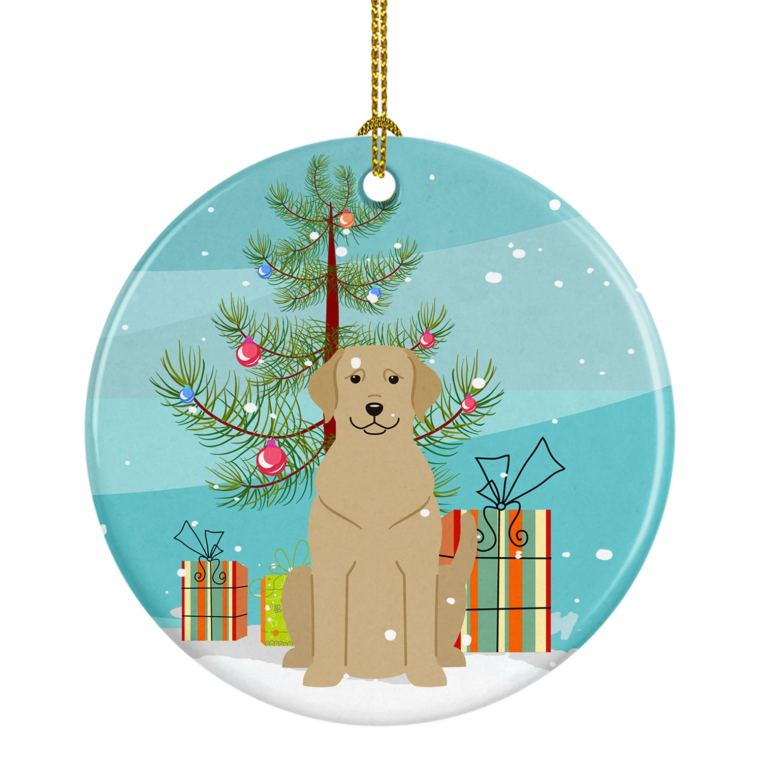 Merry Christmas Tree Yellow Labrador Ceramic Ornament BB4180CO1 - the-store.com