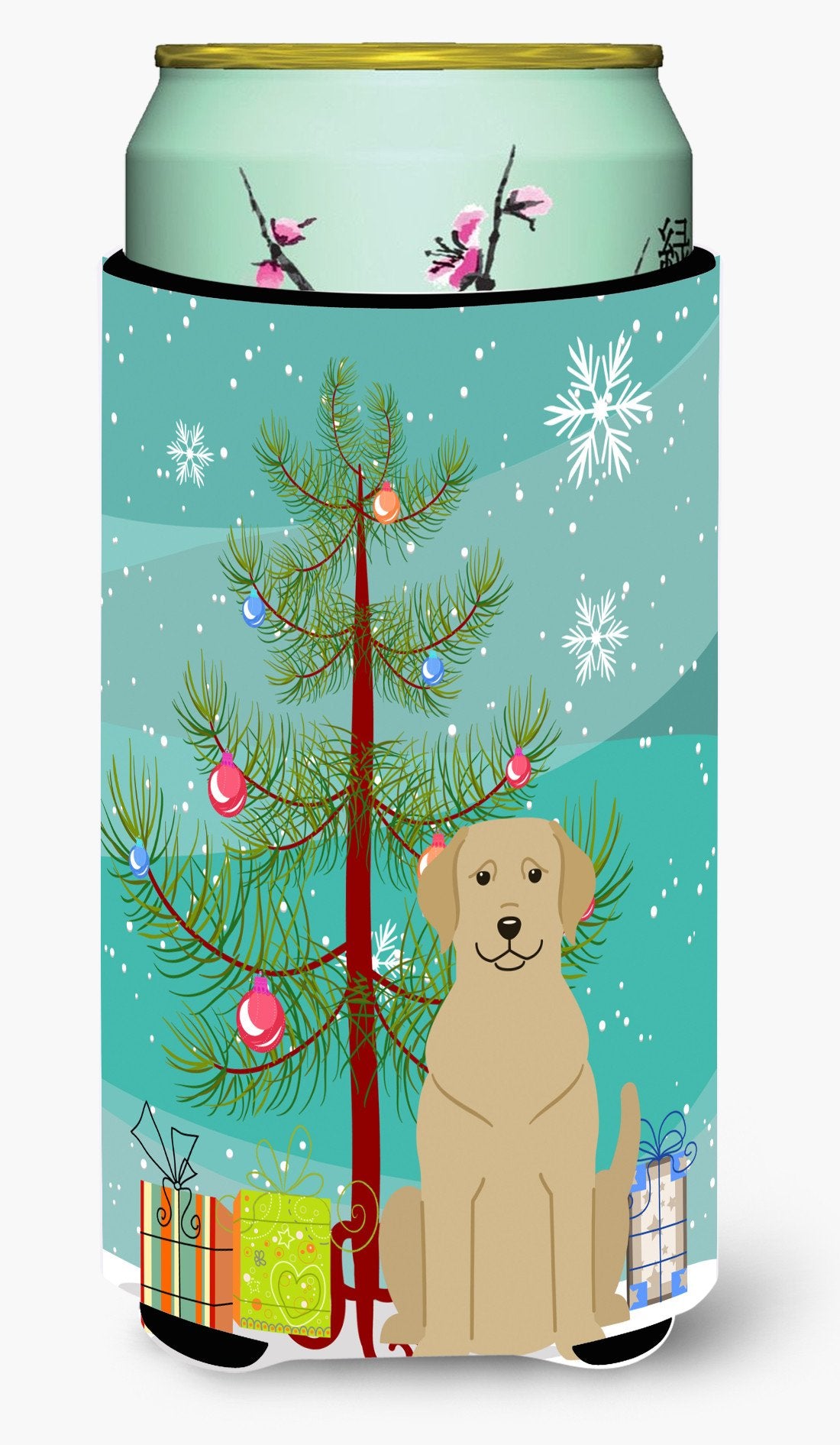 Merry Christmas Tree Yellow Labrador Tall Boy Beverage Insulator Hugger BB4180TBC by Caroline's Treasures
