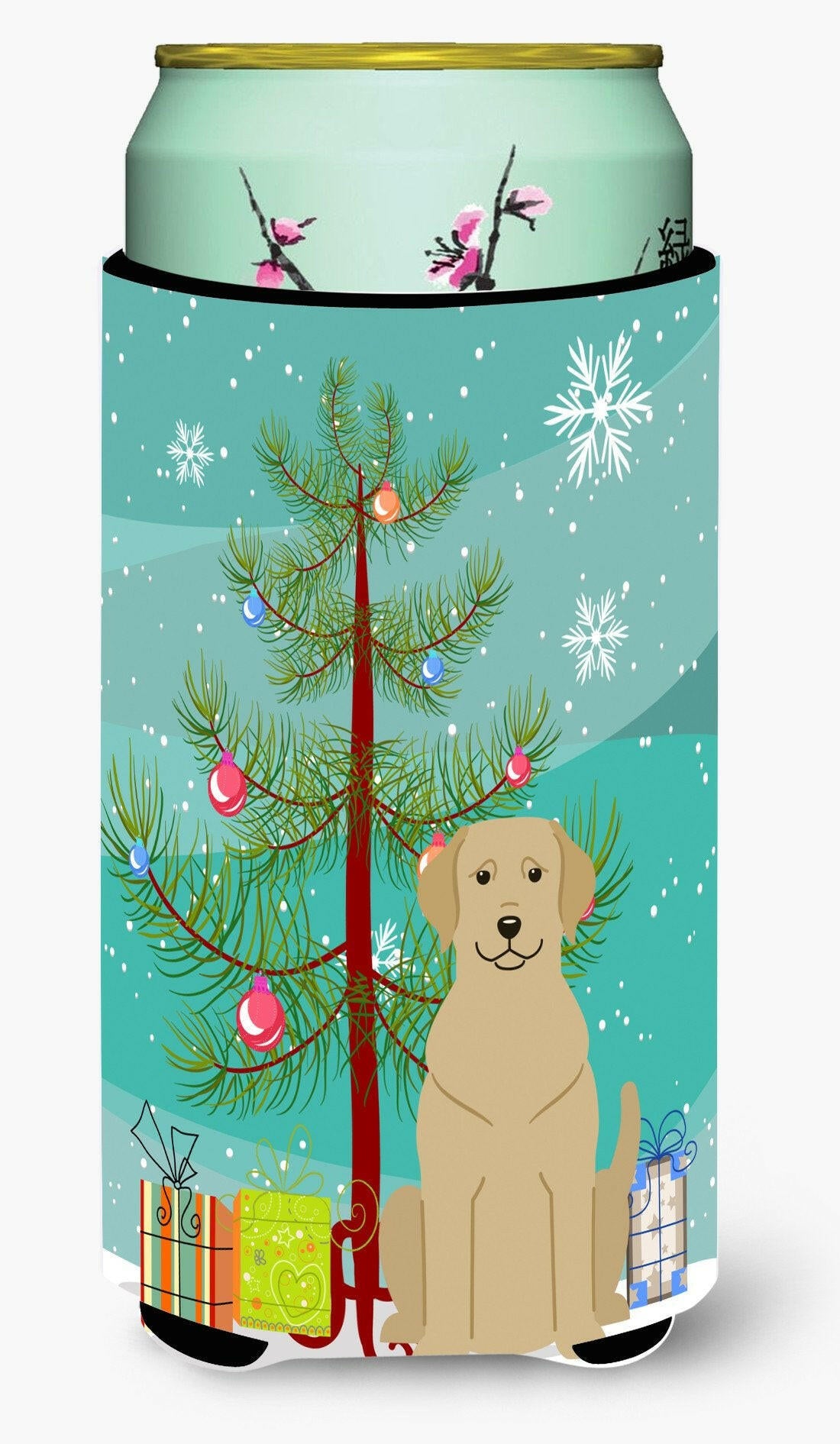 Merry Christmas Tree Yellow Labrador Tall Boy Beverage Insulator Hugger BB4180TBC by Caroline&#39;s Treasures