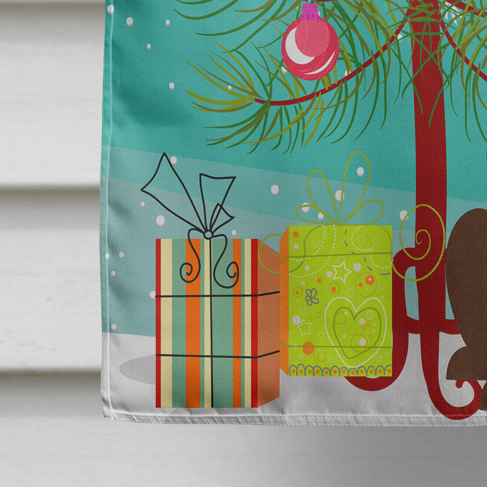 Merry Christmas Tree Chocolate Labrador Flag Canvas House Size BB4181CHF