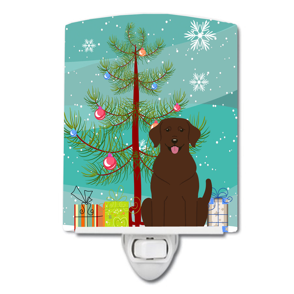 Merry Christmas Tree Chocolate Labrador Ceramic Night Light BB4181CNL - the-store.com