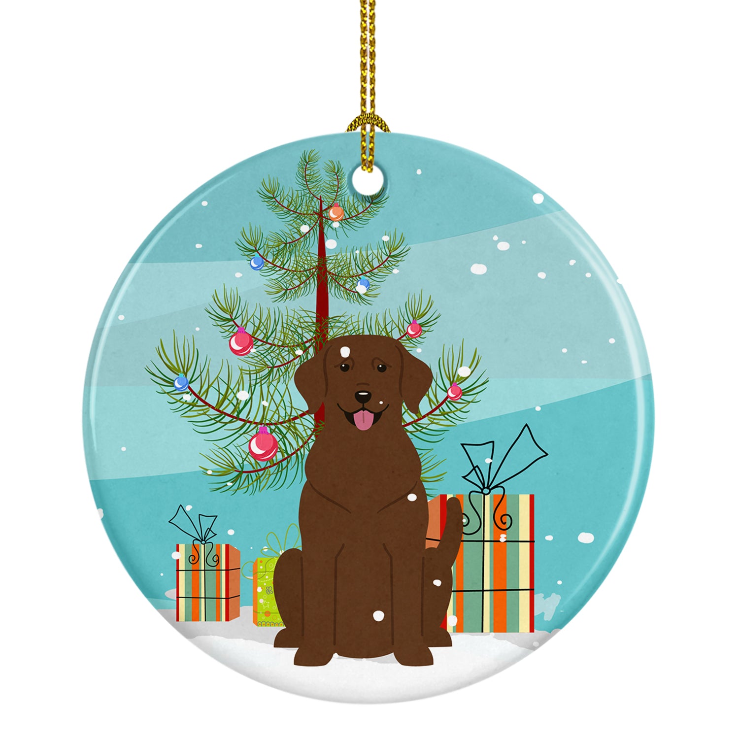 Merry Christmas Tree Chocolate Labrador Ceramic Ornament BB4181CO1 - the-store.com