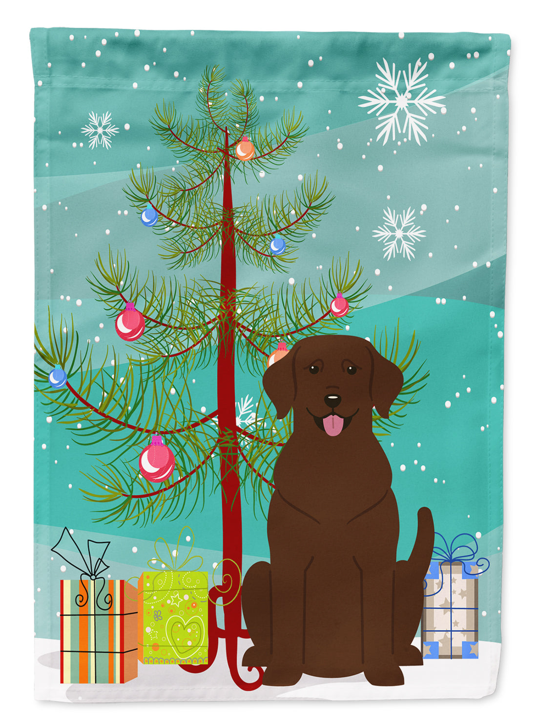 Merry Christmas Tree Chocolate Labrador Flag Garden Size BB4181GF  the-store.com.