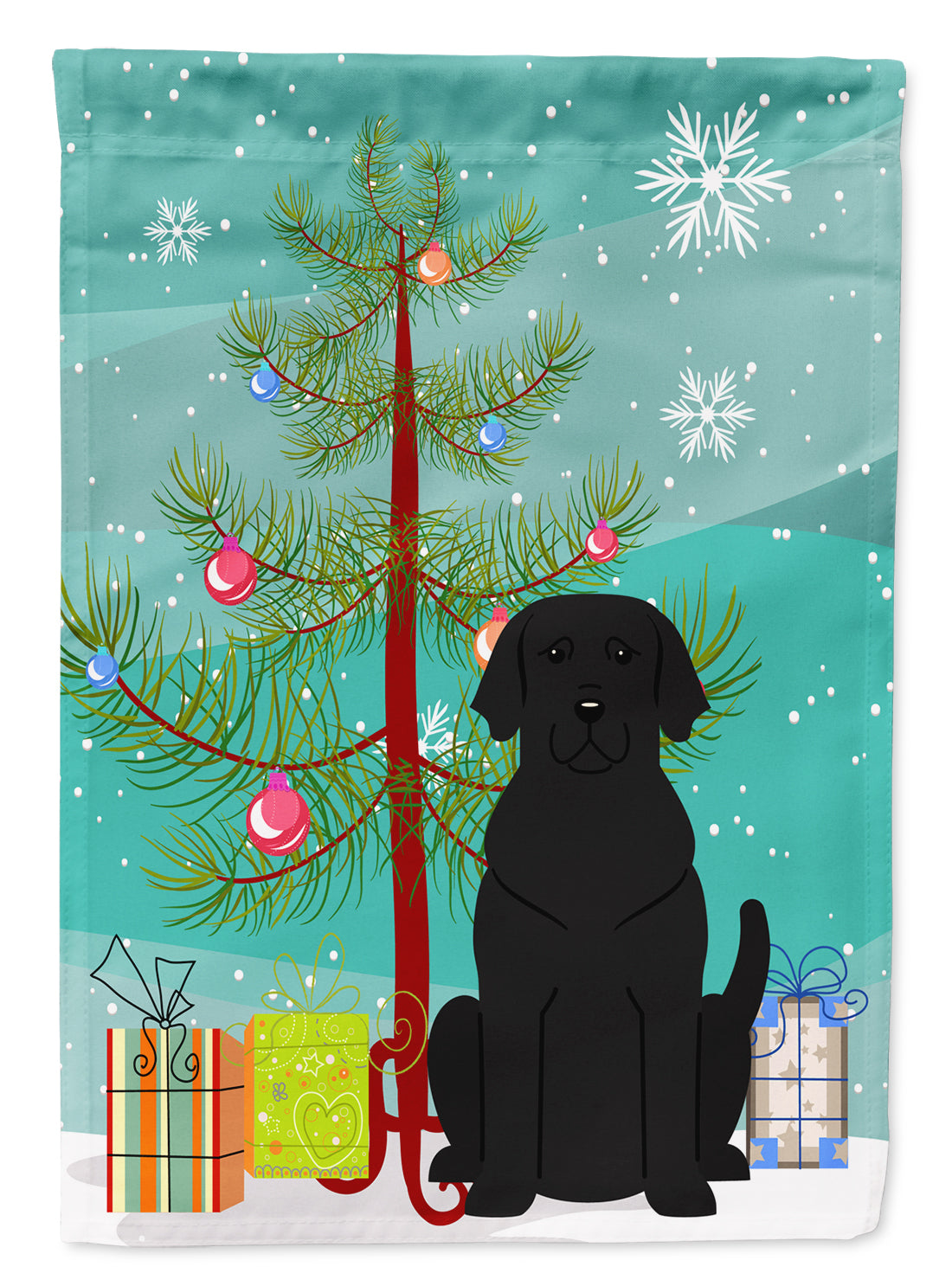 Merry Christmas Tree Black Labrador Flag Canvas House Size BB4182CHF  the-store.com.