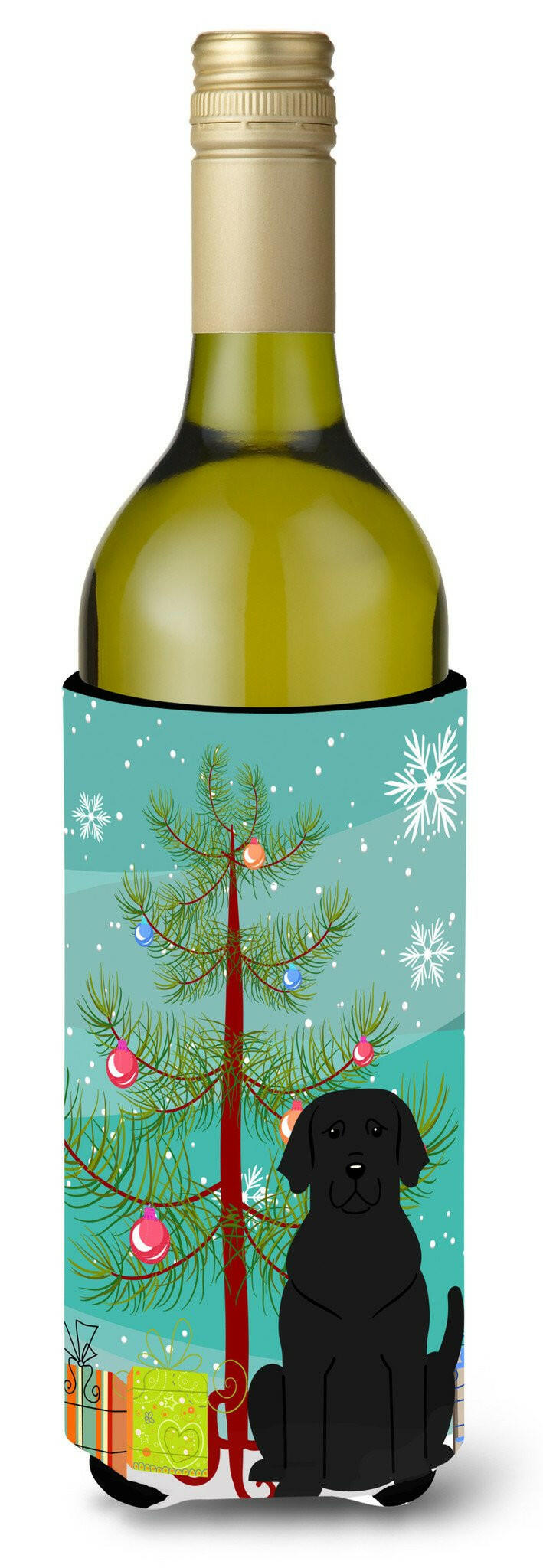 Merry Christmas Tree Black Labrador Wine Bottle Beverge Insulator Hugger BB4182LITERK by Caroline&#39;s Treasures