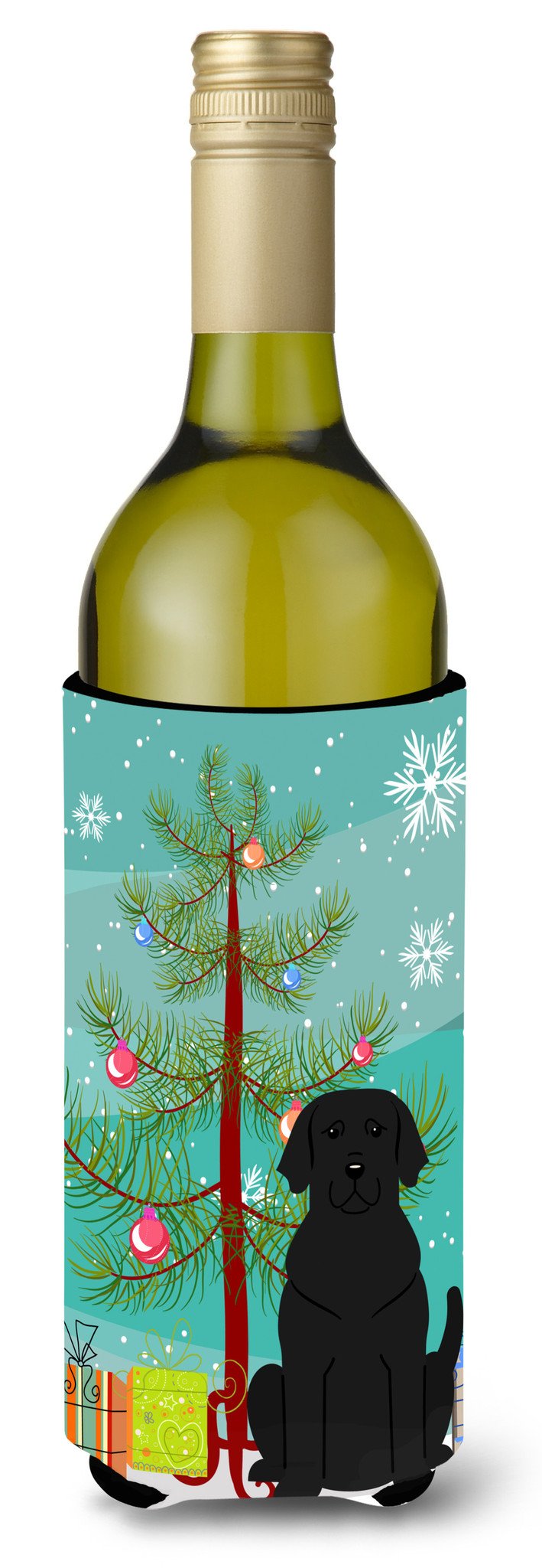Merry Christmas Tree Black Labrador Wine Bottle Beverge Insulator Hugger BB4182LITERK by Caroline's Treasures