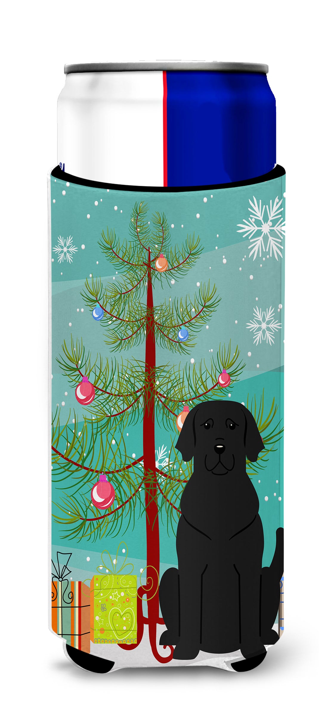 Merry Christmas Tree Black Labrador  Ultra Hugger for slim cans BB4182MUK  the-store.com.
