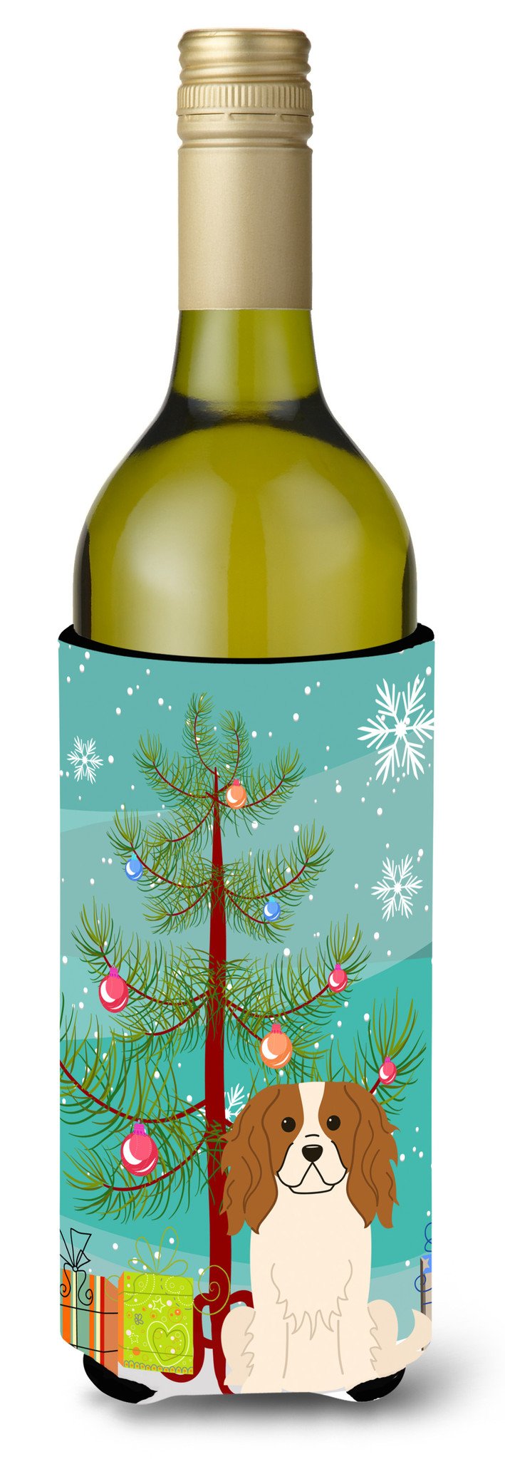 Merry Christmas Tree Cavalier Spaniel Wine Bottle Beverge Insulator Hugger BB4183LITERK by Caroline&#39;s Treasures