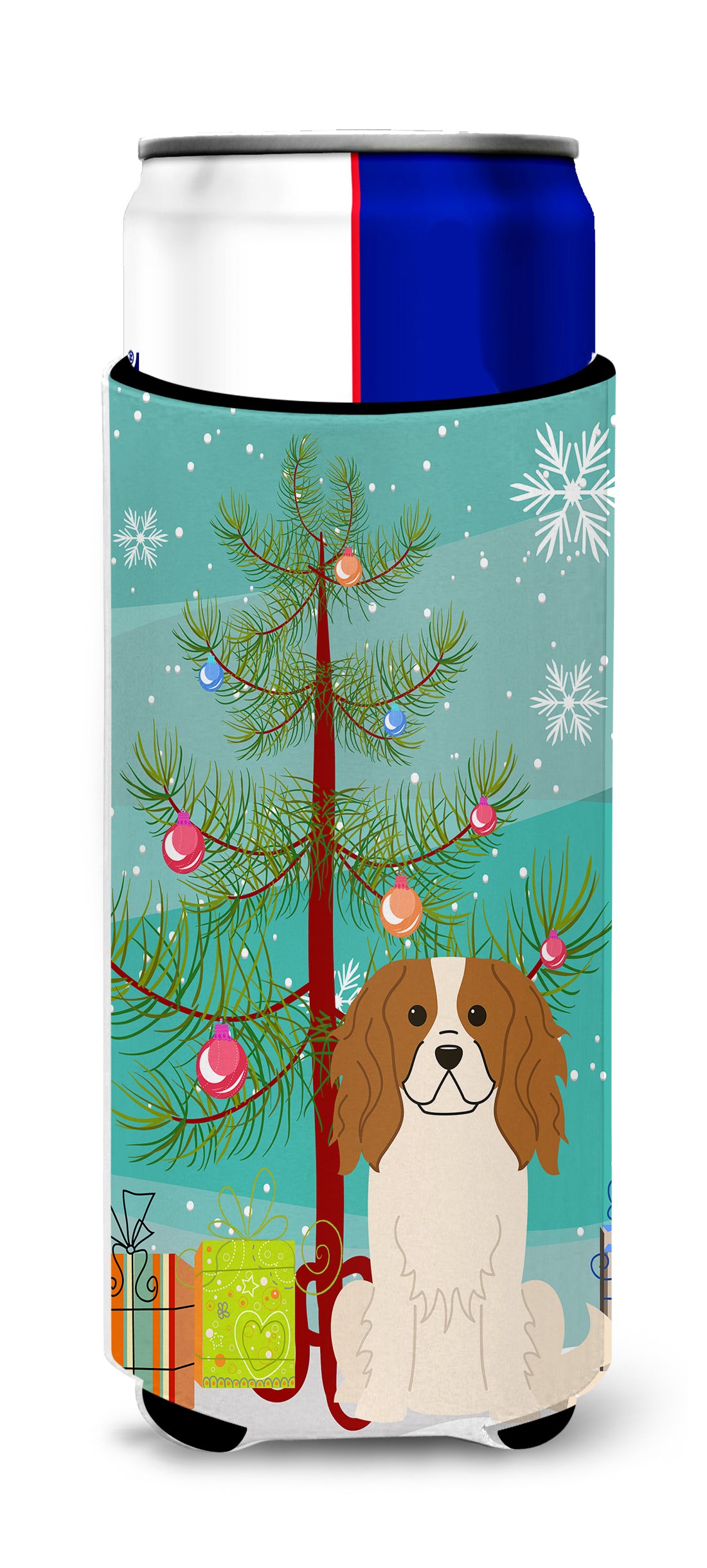 Merry Christmas Tree Cavalier Spaniel  Ultra Hugger for slim cans BB4183MUK  the-store.com.