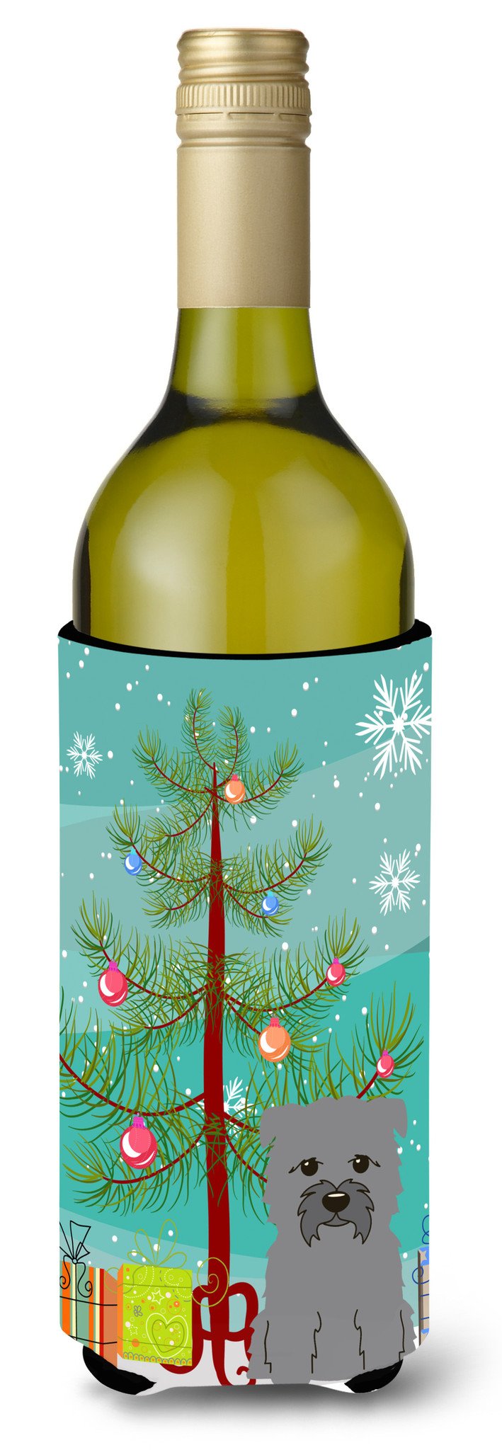 Merry Christmas Tree Glen of Imal Grey Wine Bottle Beverge Insulator Hugger BB4184LITERK by Caroline&#39;s Treasures