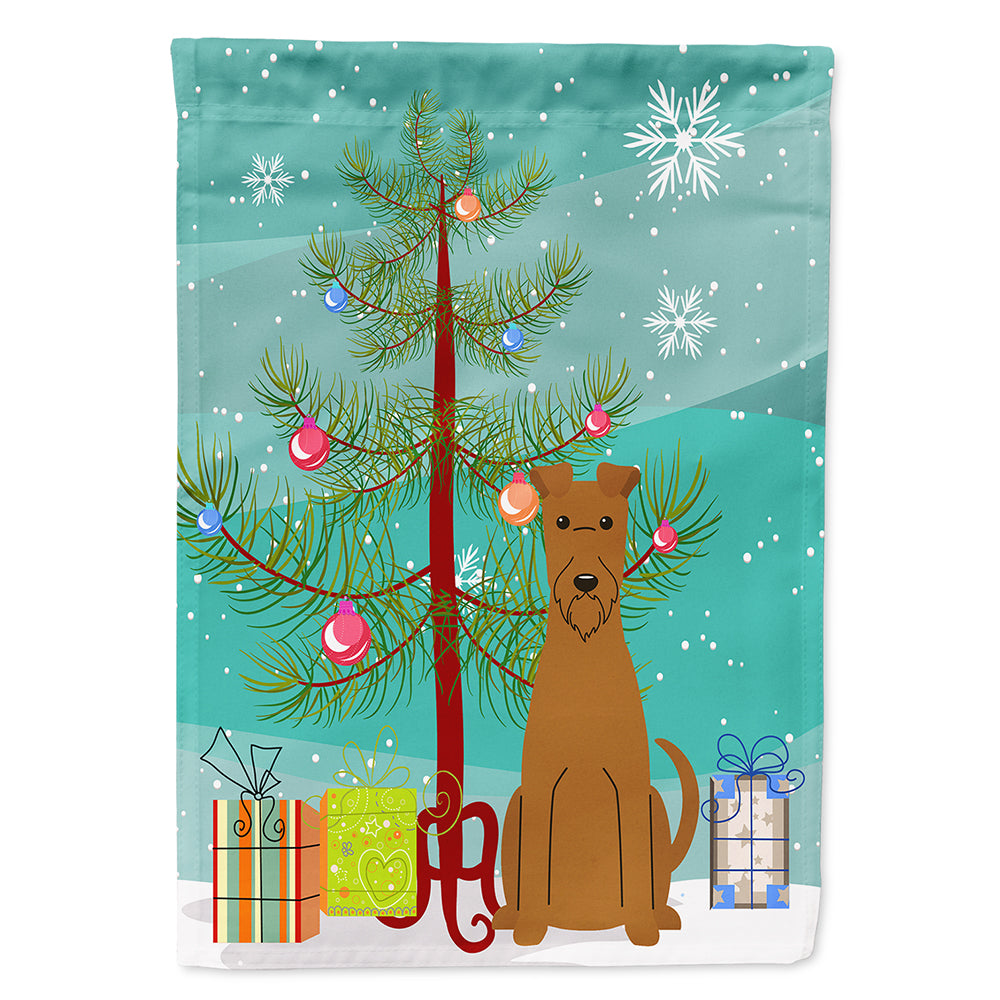 Merry Christmas Tree Irish Terrier Flag Canvas House Size BB4187CHF  the-store.com.