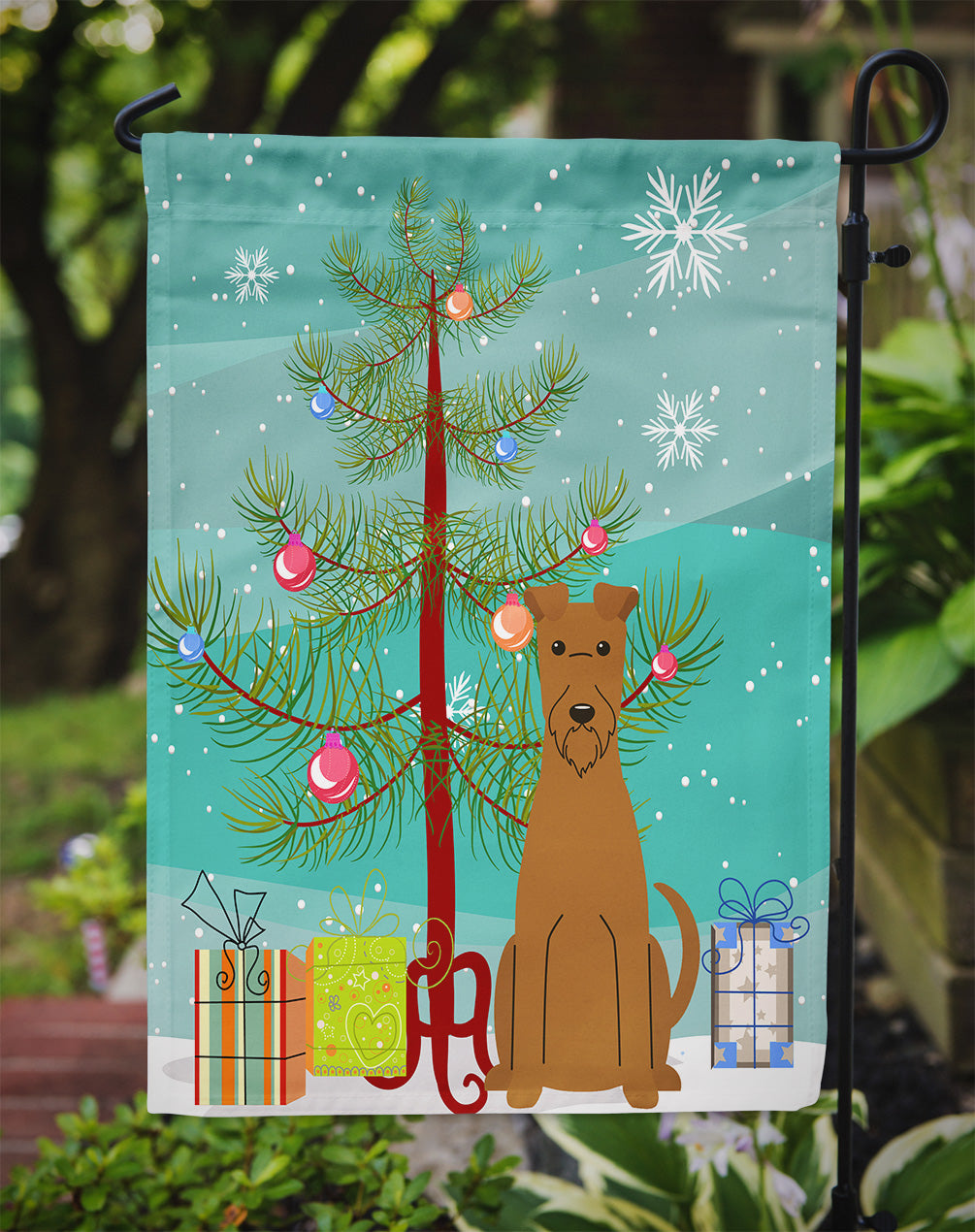 Merry Christmas Tree Irish Terrier Flag Garden Size BB4187GF