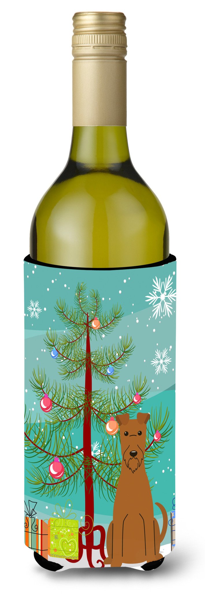 Merry Christmas Tree Irish Terrier Wine Bottle Beverge Insulator Hugger BB4187LITERK by Caroline&#39;s Treasures