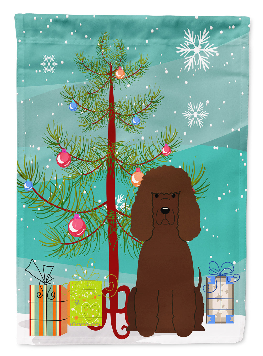 Merry Christmas Tree Irish Water Spaniel Flag Canvas House Size BB4188CHF