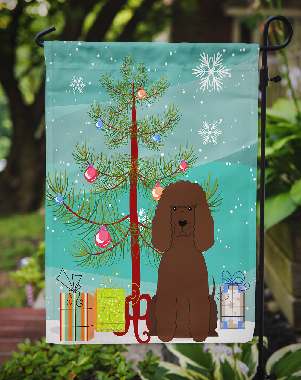 Merry Christmas Tree Irish Water Spaniel Flag Garden Size BB4188GF