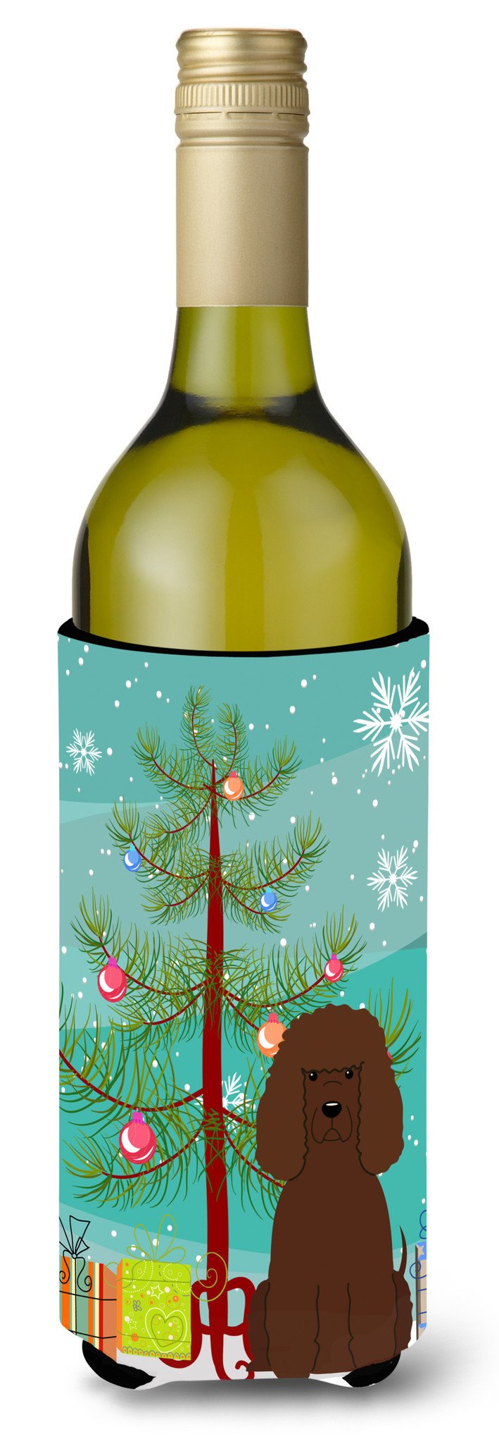 Merry Christmas Tree Irish Water Spaniel Wine Bottle Beverge Insulator Hugger BB4188LITERK by Caroline&#39;s Treasures