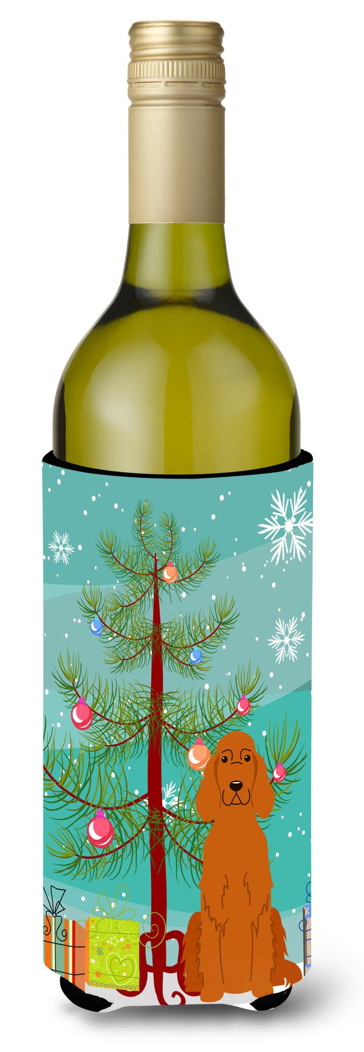 Merry Christmas Tree Irish Setter Wine Bottle Beverge Insulator Hugger BB4189LITERK by Caroline&#39;s Treasures