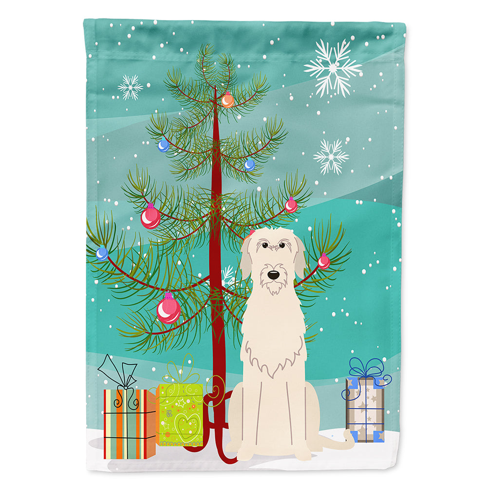 Merry Christmas Tree Irish Wolfhound Flag Canvas House Size BB4190CHF  the-store.com.
