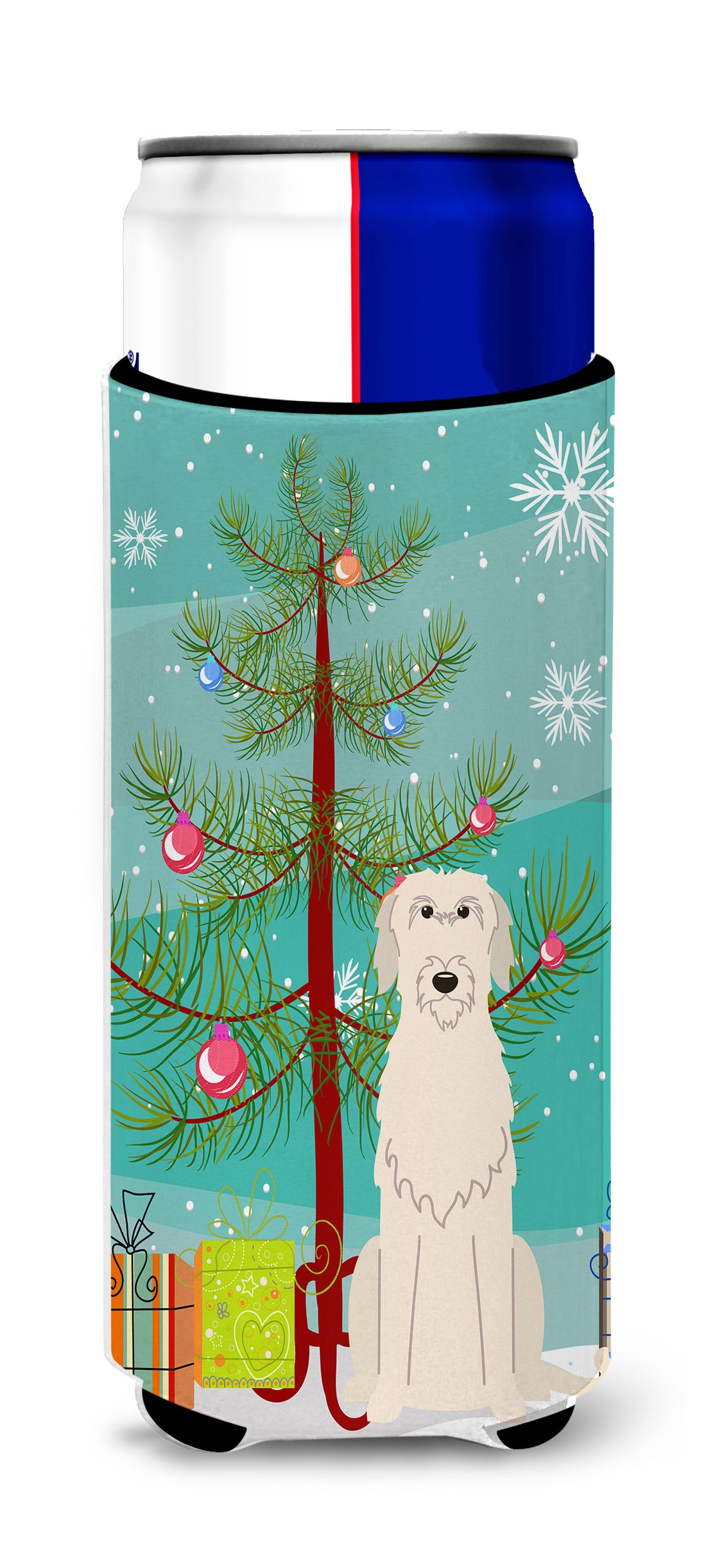 Merry Christmas Tree Irish Wolfhound  Ultra Hugger for slim cans BB4190MUK  the-store.com.