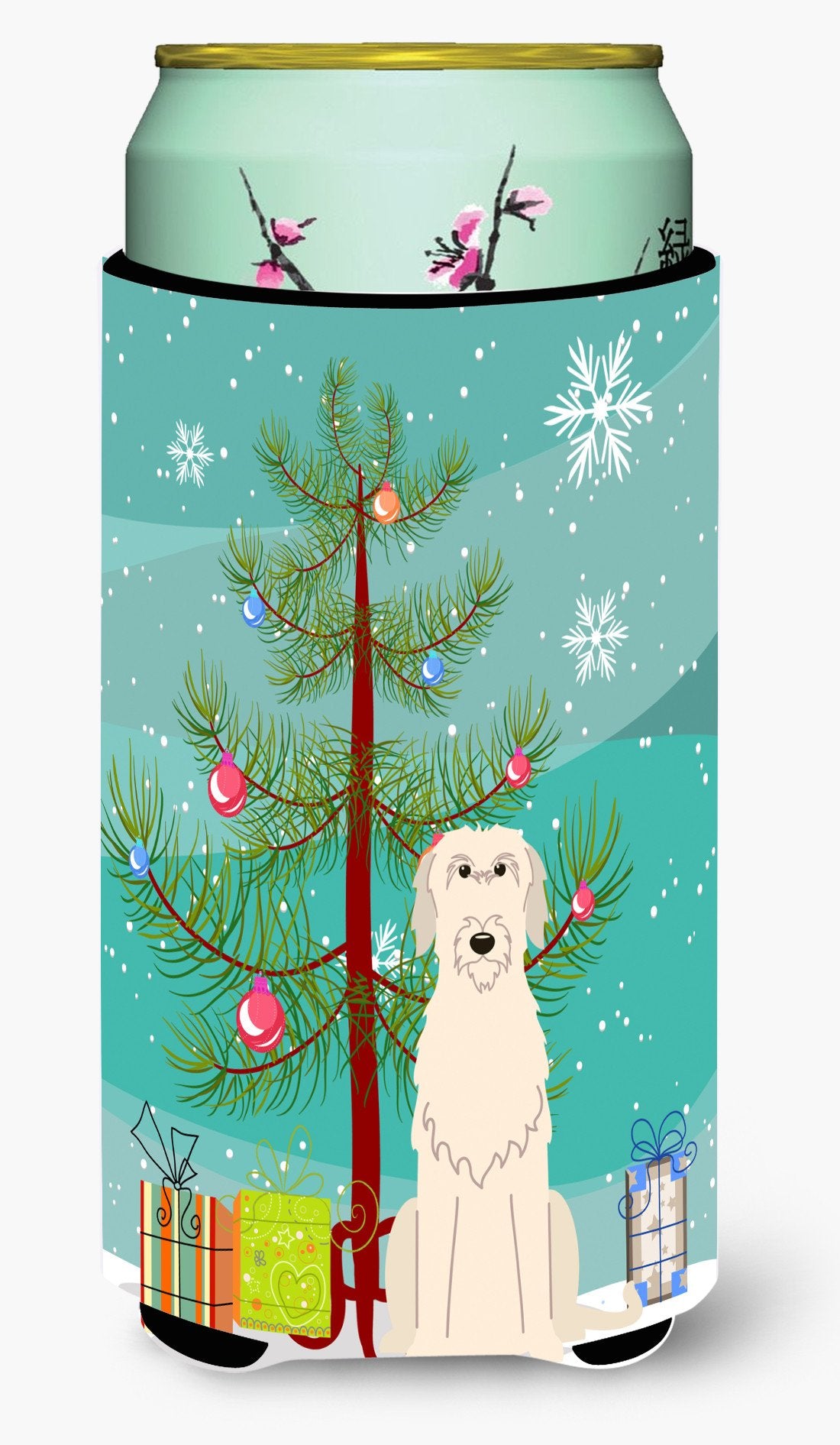 Merry Christmas Tree Irish Wolfhound Tall Boy Beverage Insulator Hugger BB4190TBC by Caroline&#39;s Treasures