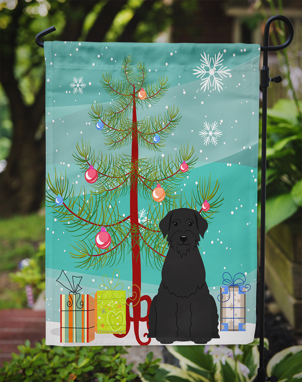 Merry Christmas Tree Giant Schnauzer Flag Garden Size BB4191GF