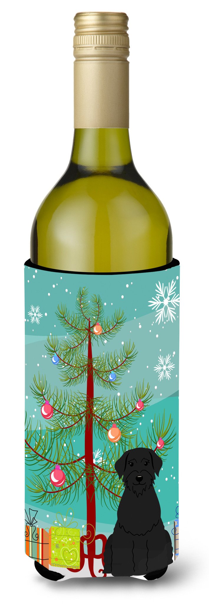 Merry Christmas Tree Giant Schnauzer Wine Bottle Beverge Insulator Hugger BB4191LITERK by Caroline&#39;s Treasures